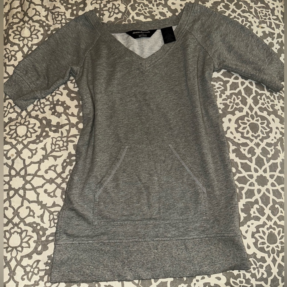 Norma Kamali V Neck Sweater Pocket Dress